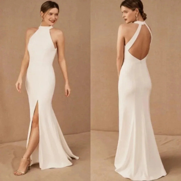 NWT Anthropologie BHLDN Montreal Crepe Maxi Dress Ivory Wedding Halter - Picture 8 of 8